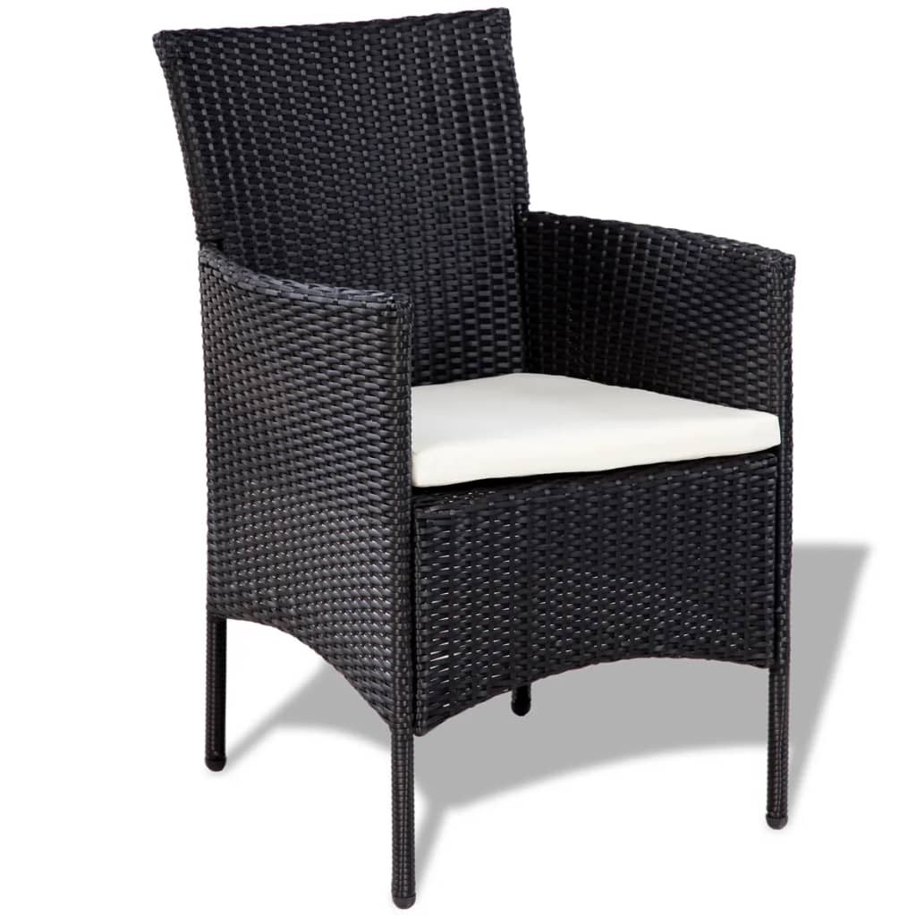 Garden Sofa Set 7 Pieces Poly Rattan Black And Cream White