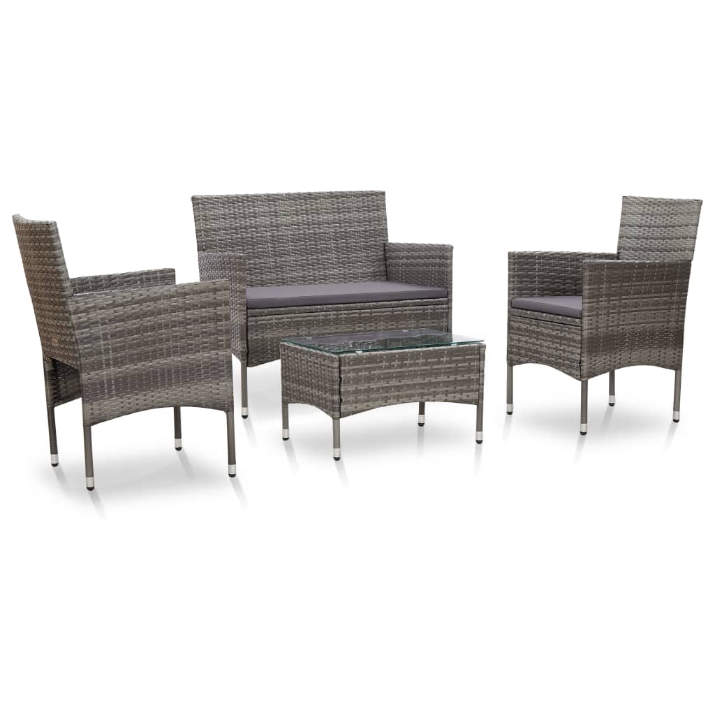 Garden Sofa Set 7 Pieces Poly Rattan Black And Cream White