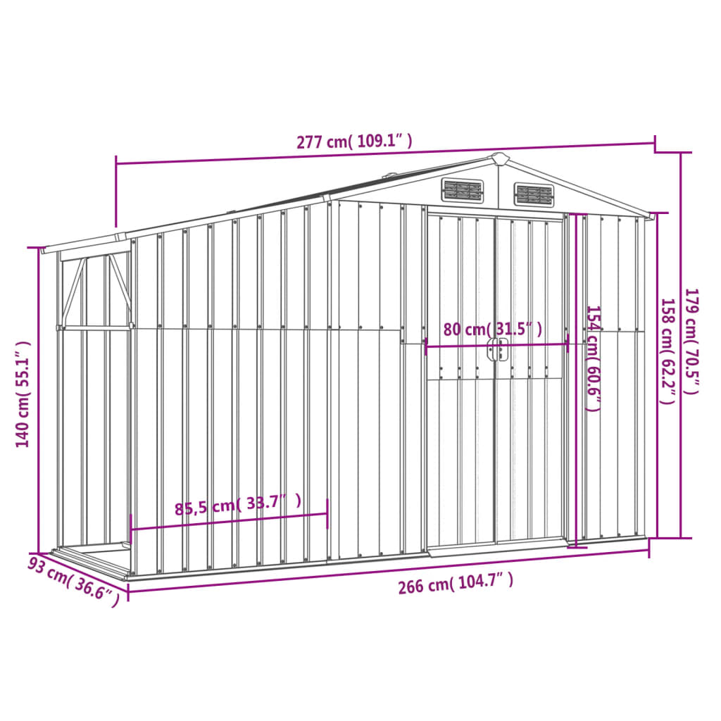 Garden Shed Galvanised Steel