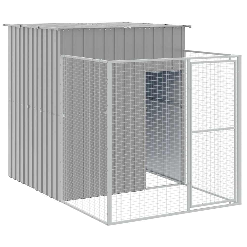 Dog House With Run Galvanised Steel