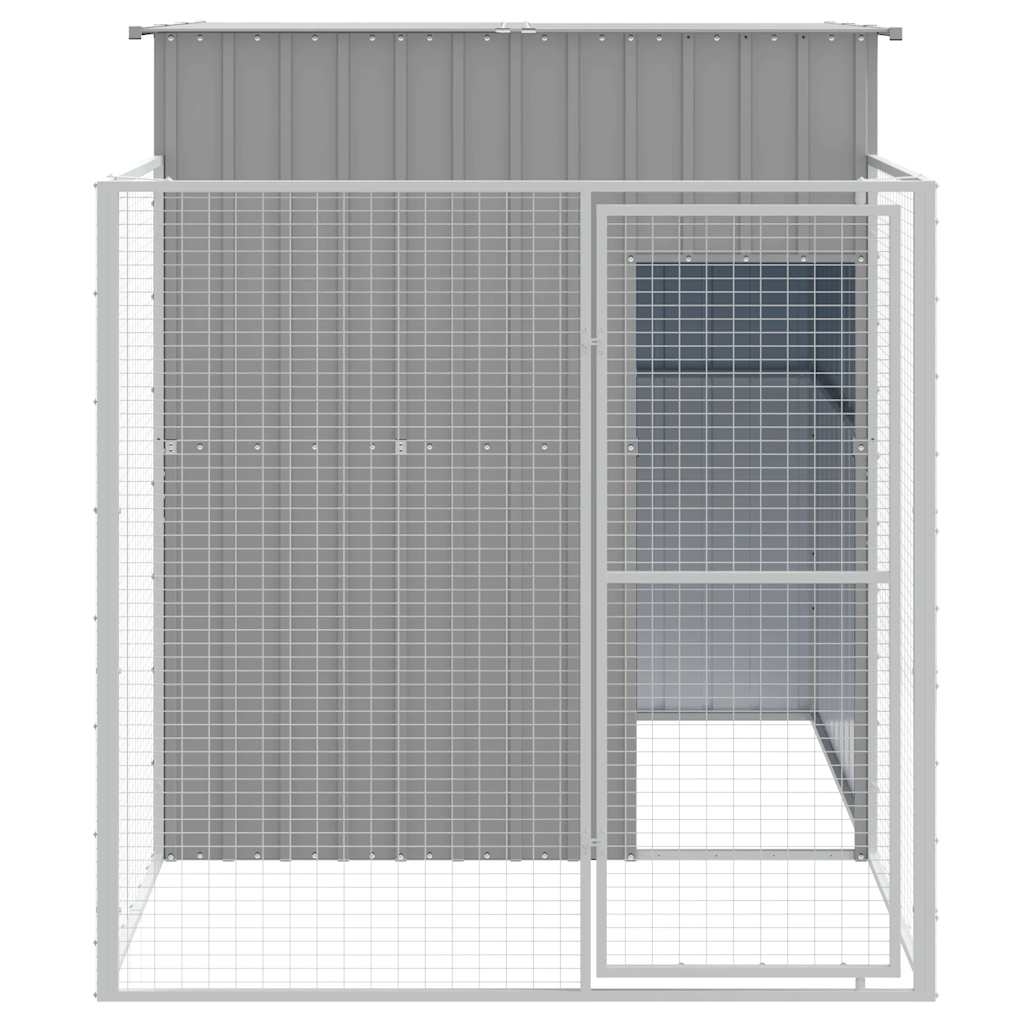 Dog House With Run Galvanised Steel