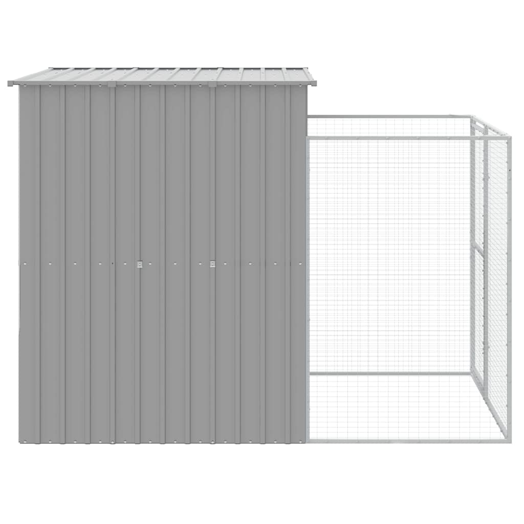 Dog House With Run Galvanised Steel