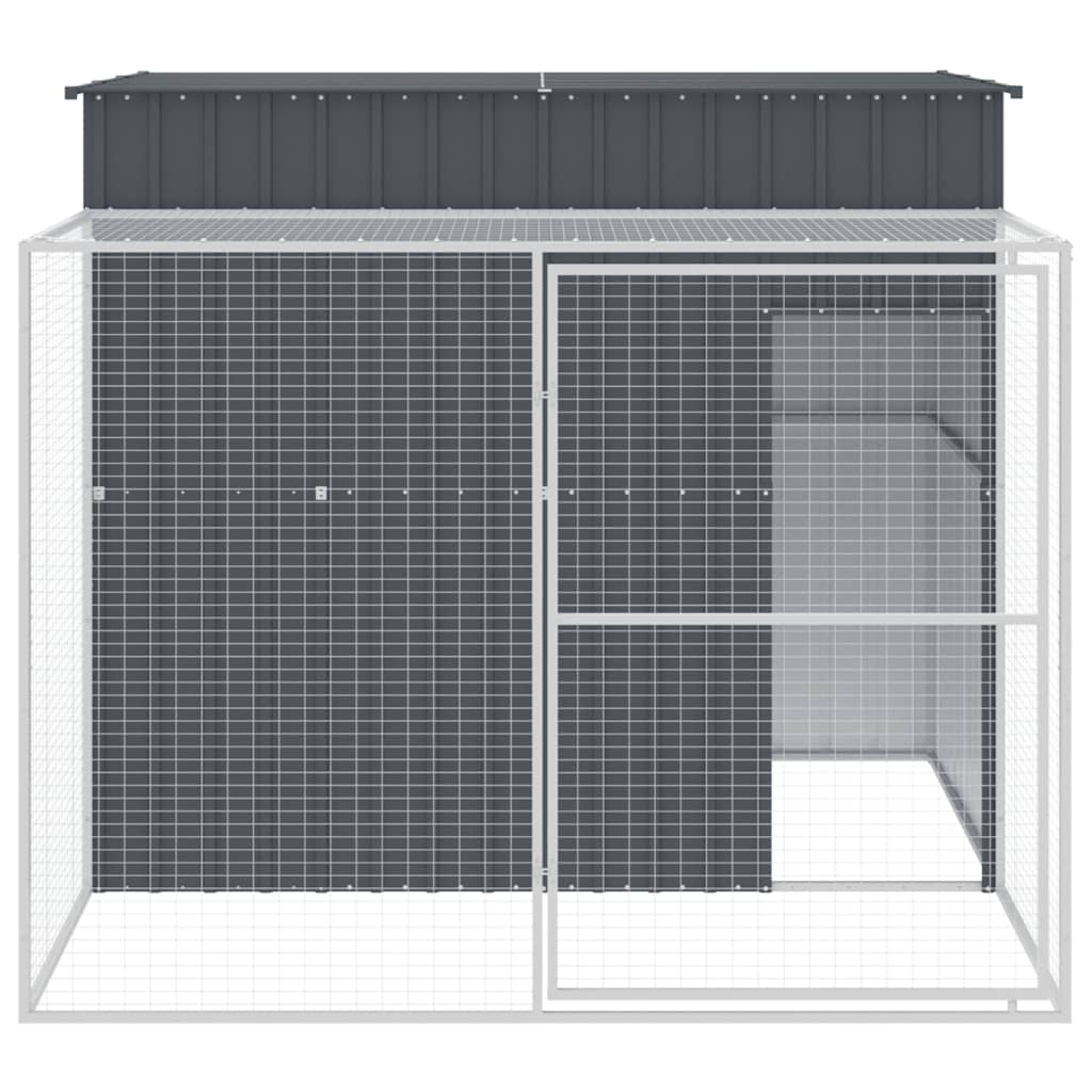 Dog House With Run Galvanised Steel