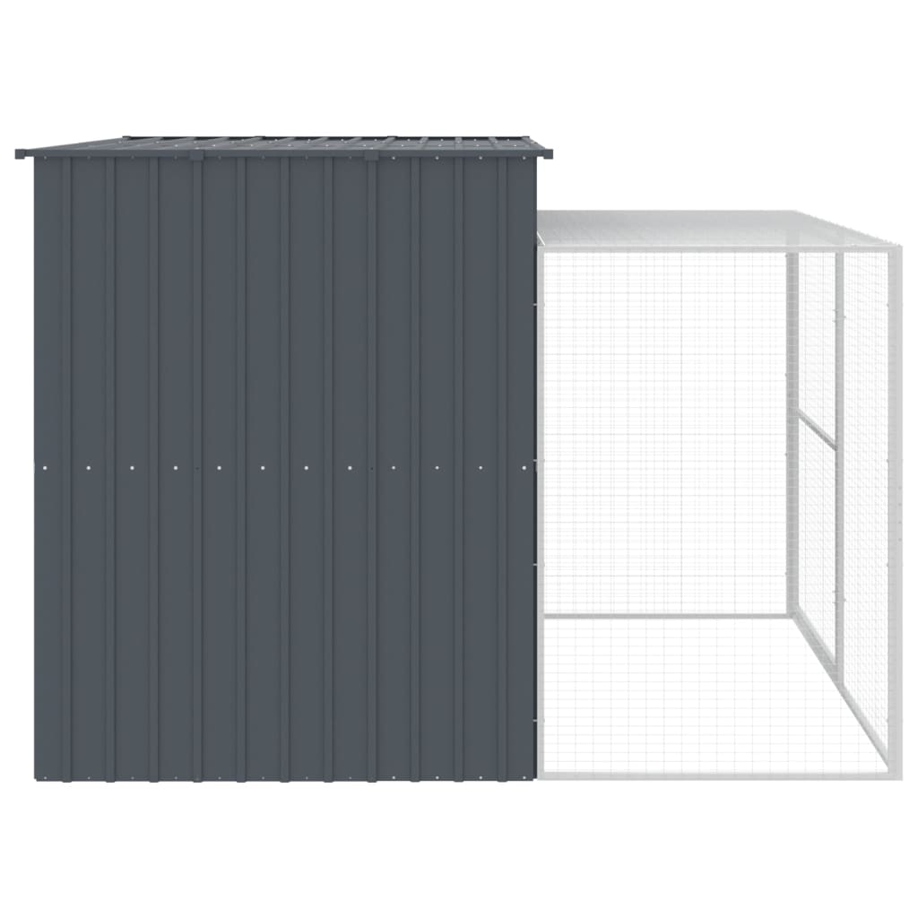 Dog House With Run Galvanised Steel