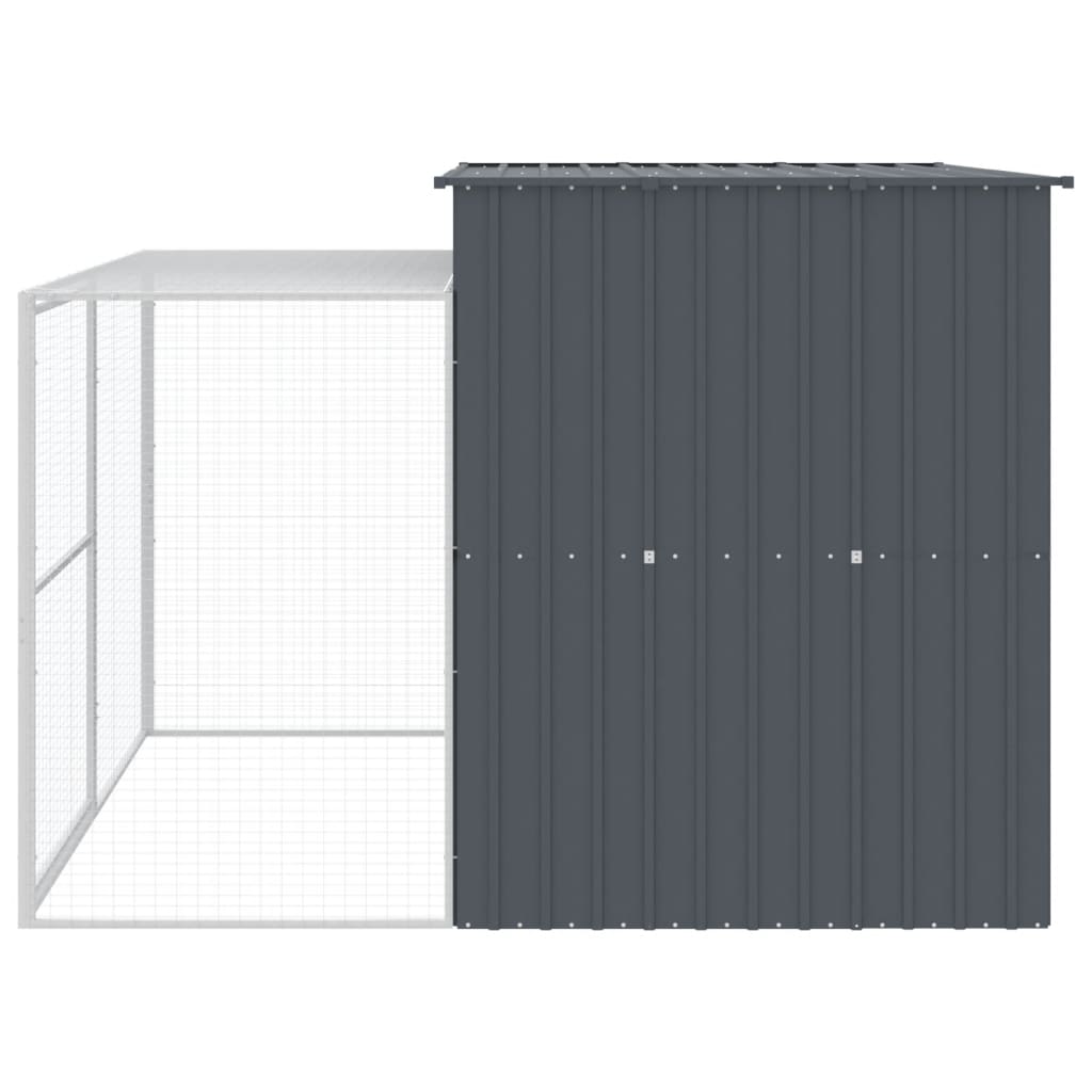 Dog House With Run Galvanised Steel