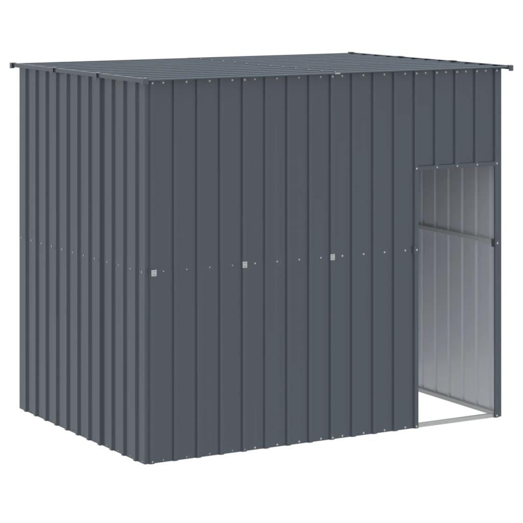 Dog House With Run Galvanised Steel