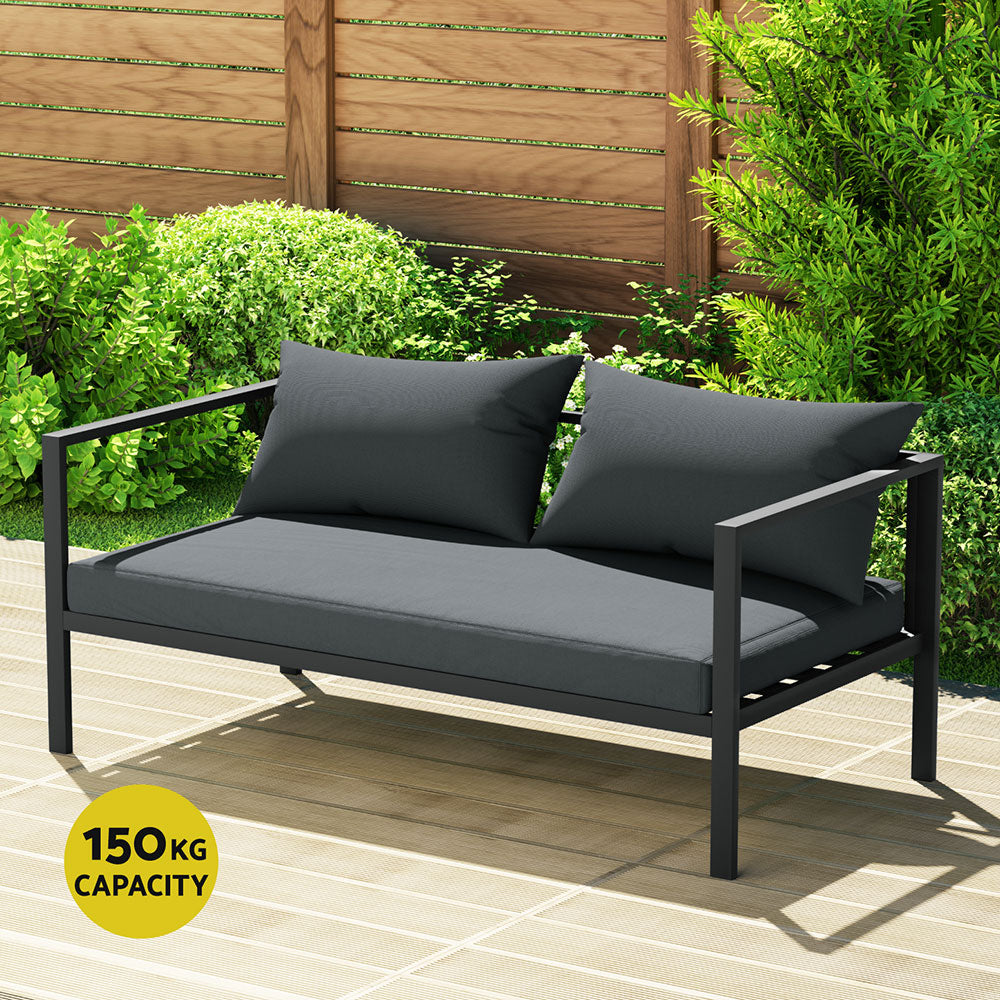 Outdoor Lounge Set 4 Seater Aluminium Outdoor Sofa Setting Patio Set Charcoal
