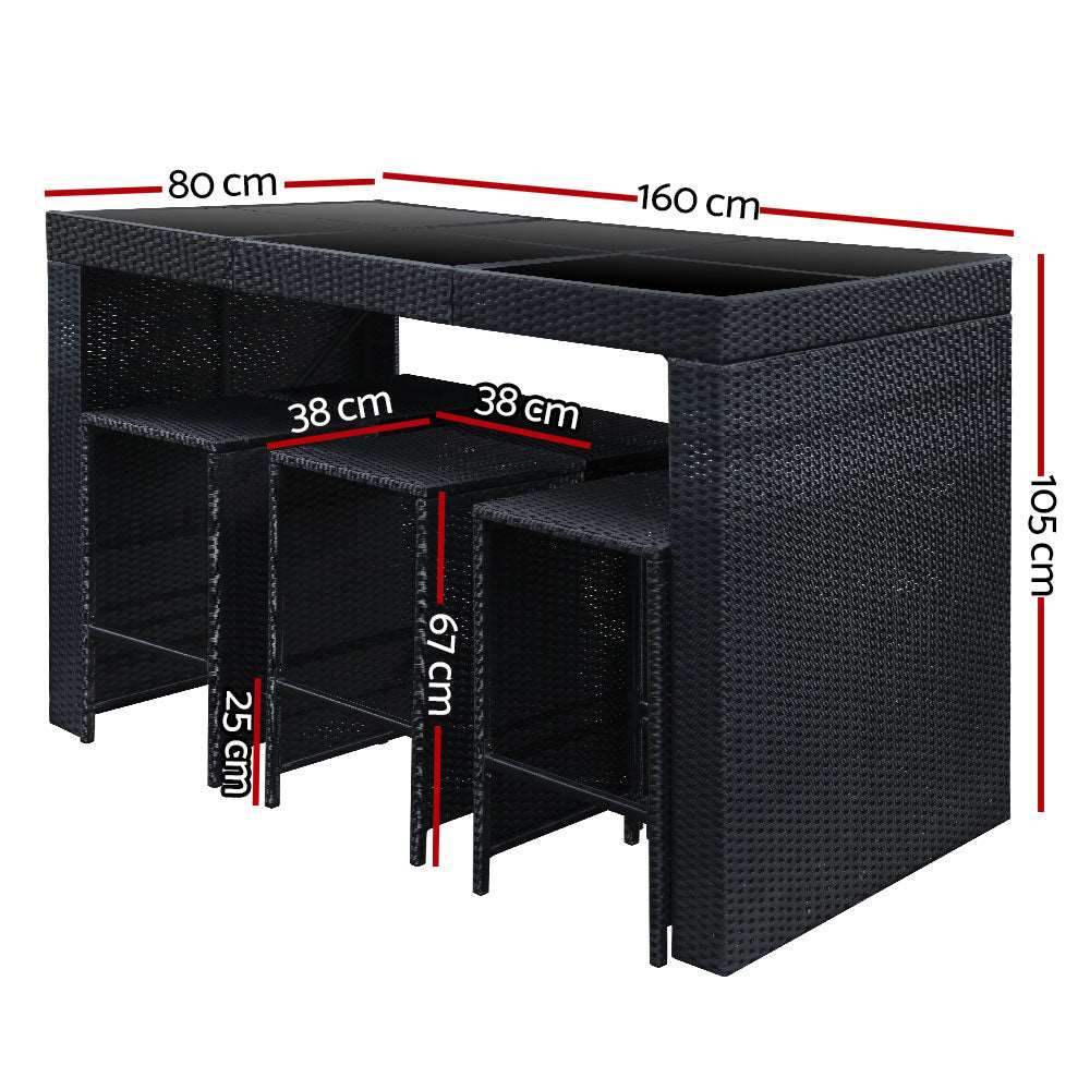 Bar Table Setting Outdoor with 6 Stools
