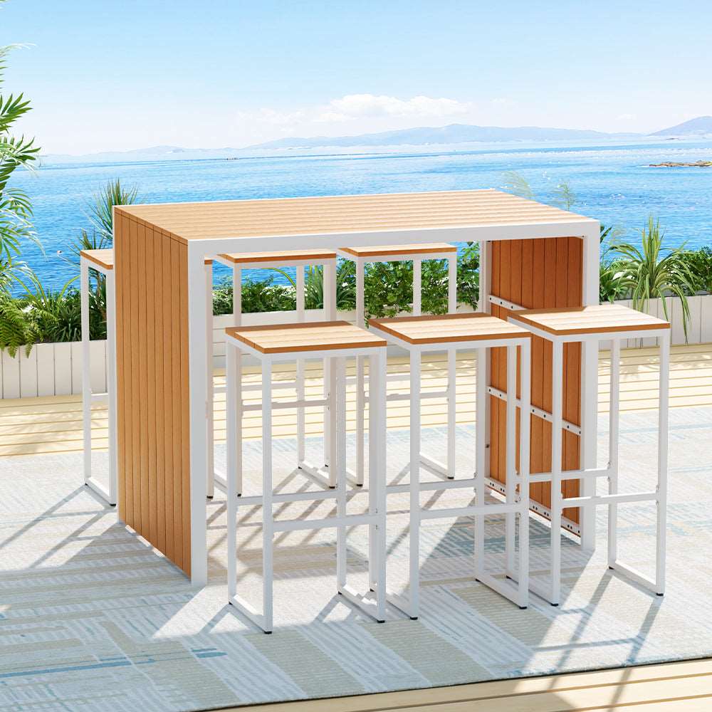 Bar Table Setting Natural White - 6 Seater