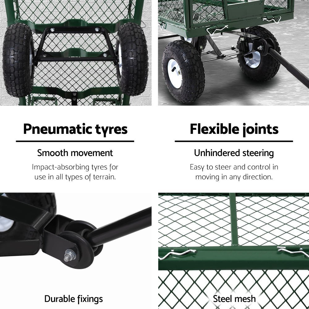 Beach Trolley Gardeon Mesh Garden Steel Garden Cart - Green