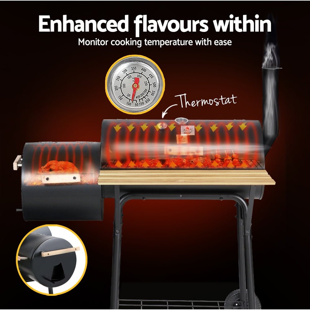 Charcoal BBQ and Smoker | 2-In-1 Offset BBQ Smoker | Grillz Brand