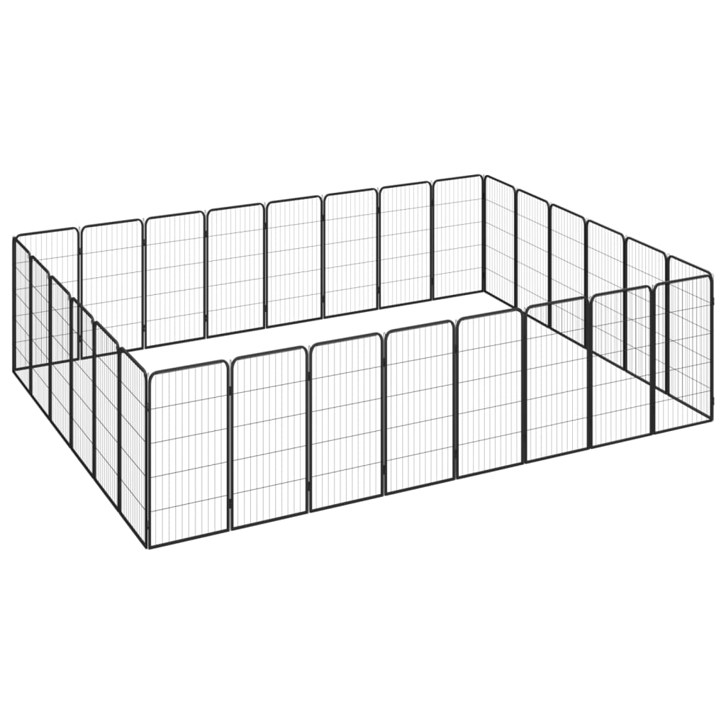 28-Panel Dog Playpen Black 50X100 Cm Powder-Coated Steel