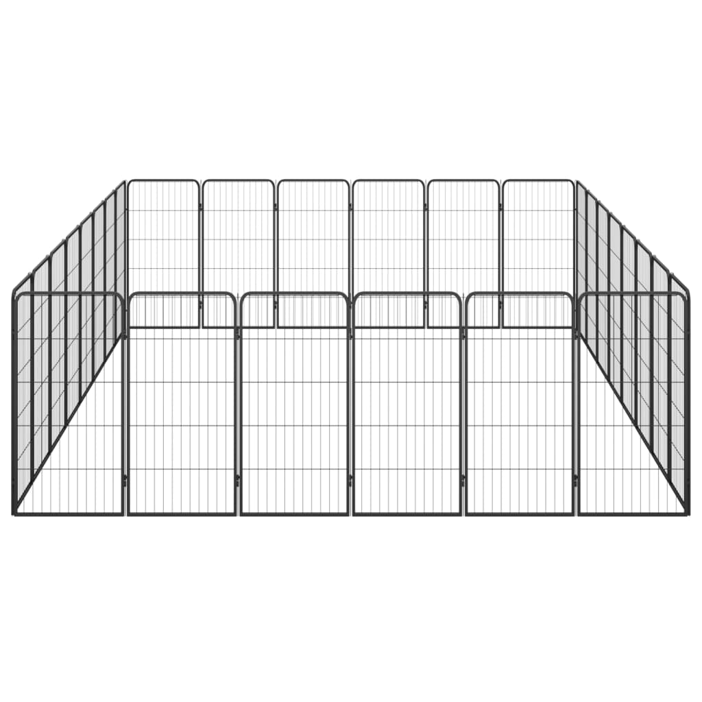 28-Panel Dog Playpen Black 50X100 Cm Powder-Coated Steel