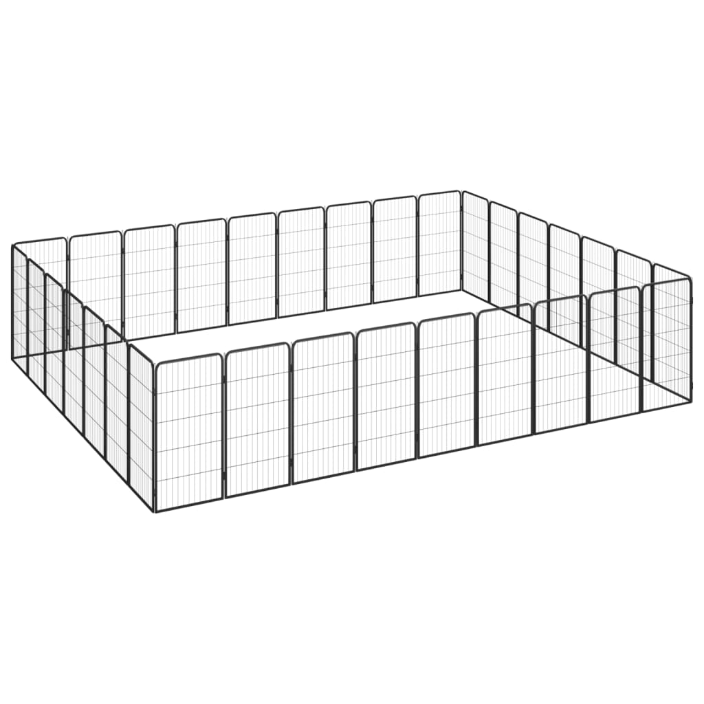 28-Panel Dog Playpen Black 50X100 Cm Powder-Coated Steel