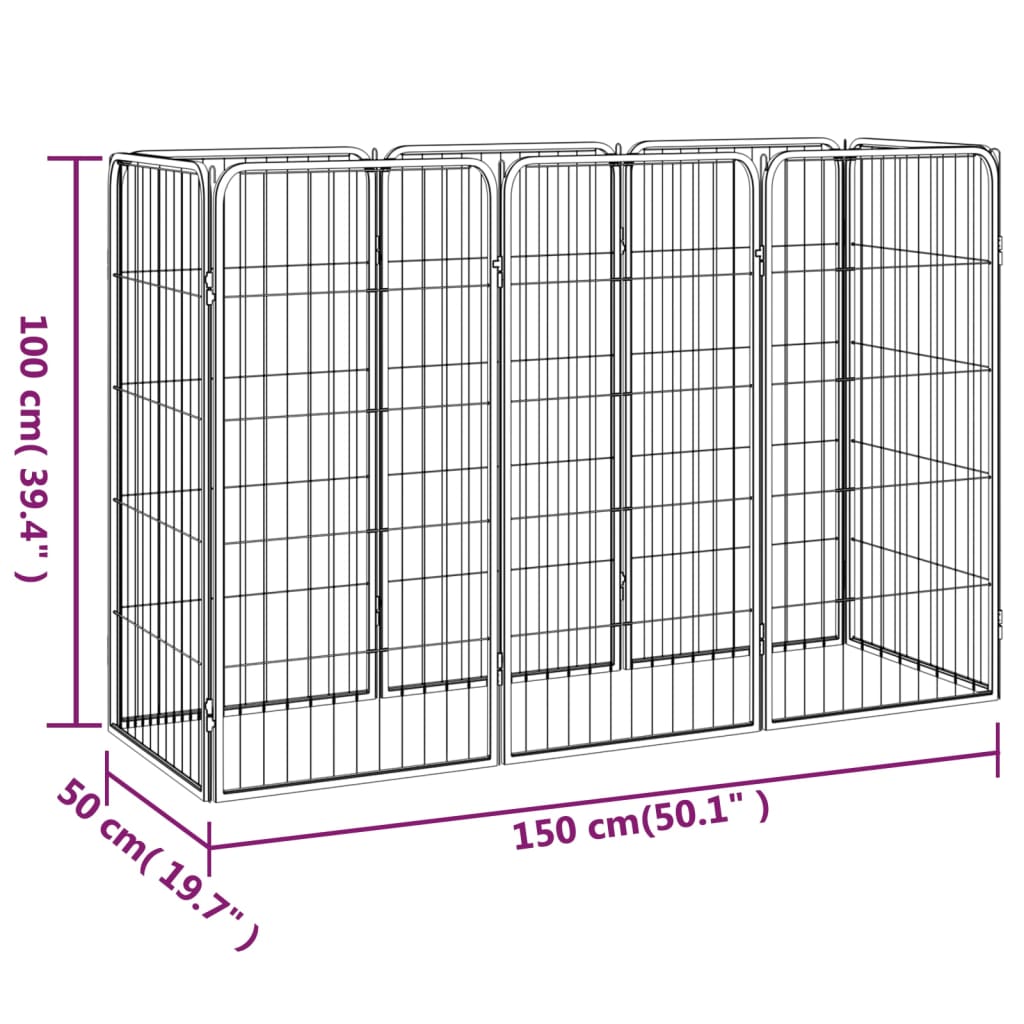 Dog Playpen | Exercise Cage | Black | 1m High Panels | Powder-Coated Steel | Many Sizes Available