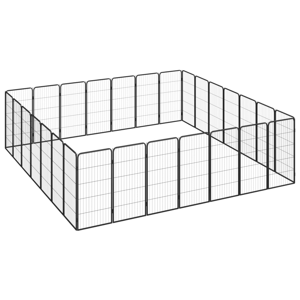 28-Panel Dog Playpen Black 50X100 Cm Powder-Coated Steel