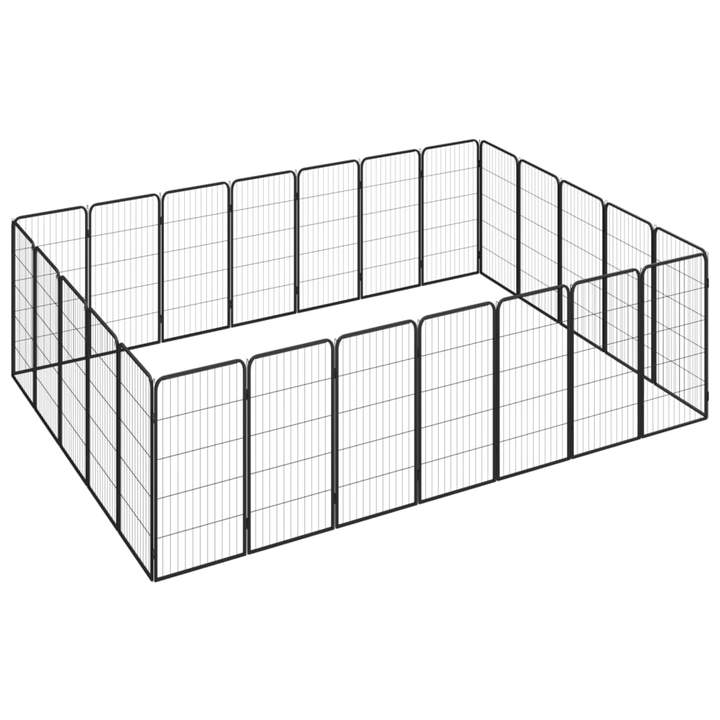 28-Panel Dog Playpen Black 50X100 Cm Powder-Coated Steel
