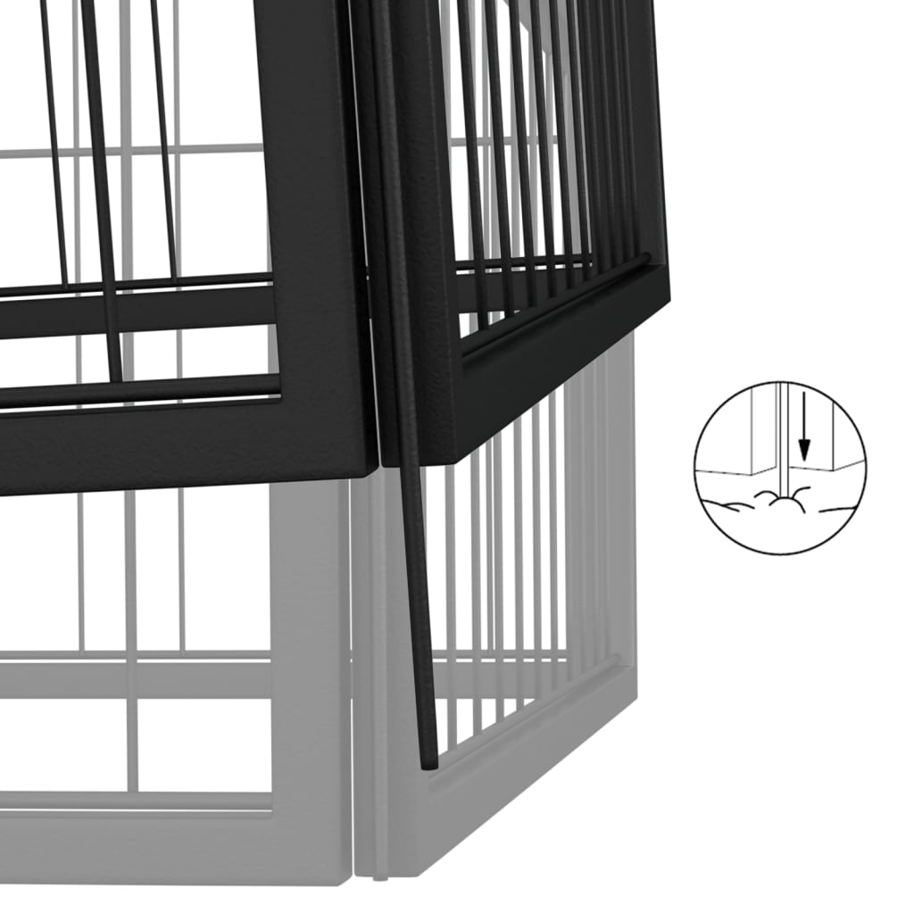 28-Panel Dog Playpen Black 50X100 Cm Powder-Coated Steel