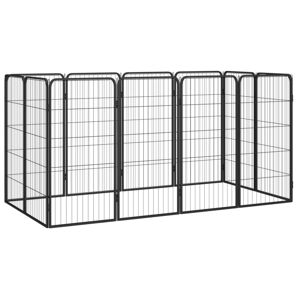 28-Panel Dog Playpen Black 50X100 Cm Powder-Coated Steel