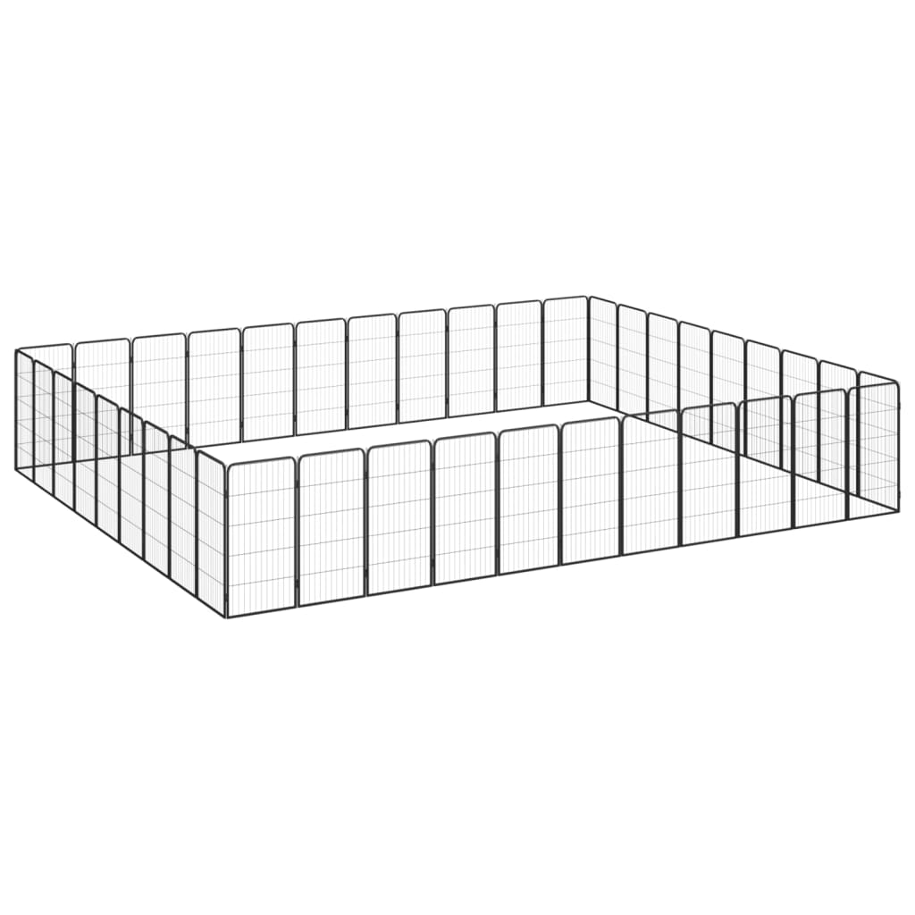 28-Panel Dog Playpen Black 50X100 Cm Powder-Coated Steel