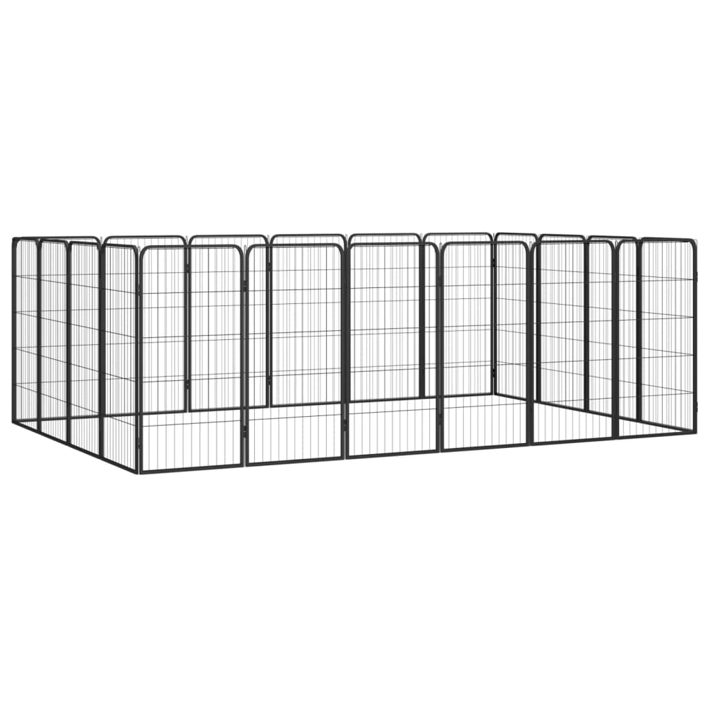 28-Panel Dog Playpen Black 50X100 Cm Powder-Coated Steel