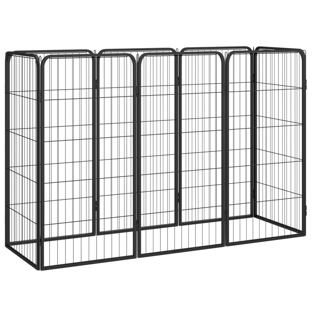 28-Panel Dog Playpen Black 50X100 Cm Powder-Coated Steel