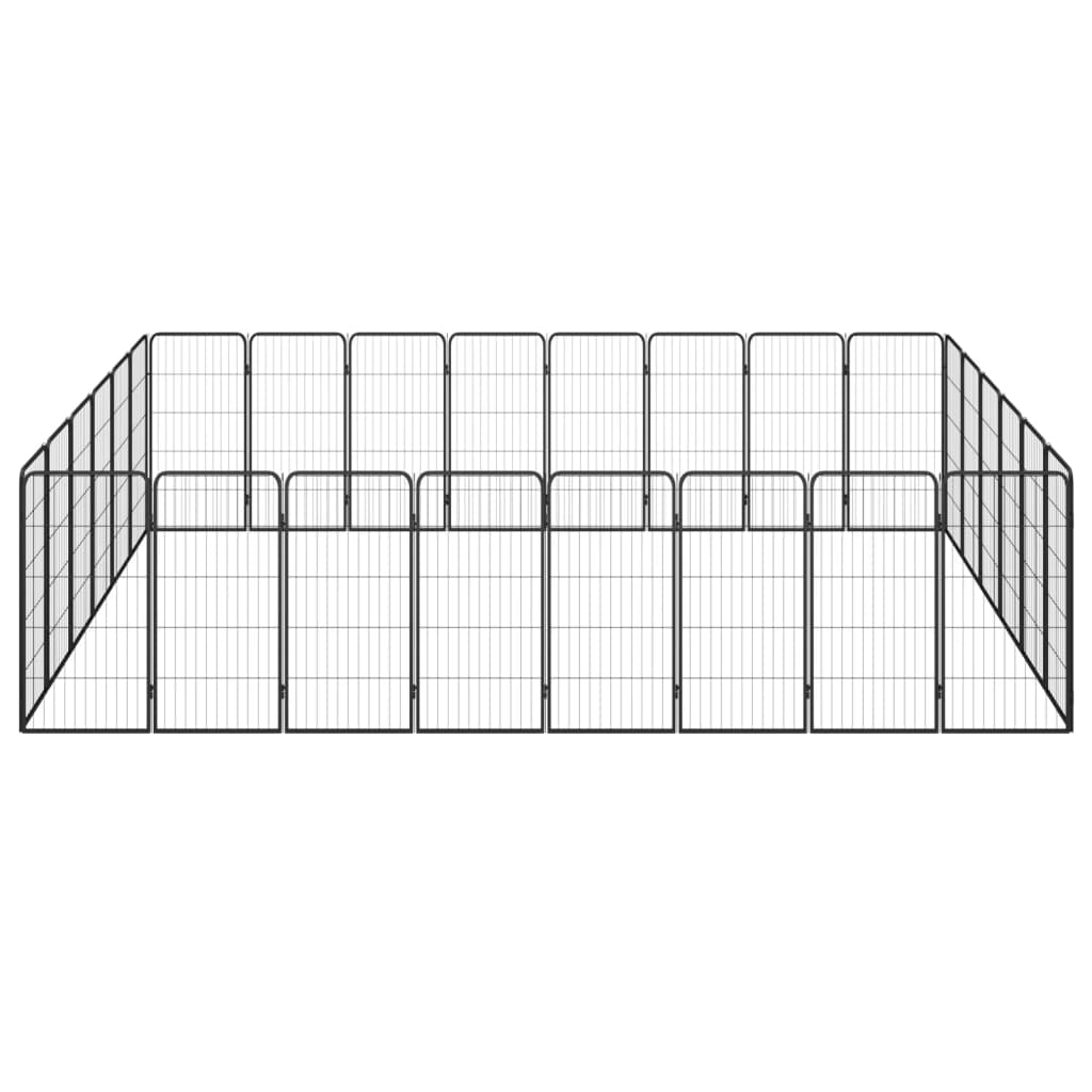 28-Panel Dog Playpen Black 50X100 Cm Powder-Coated Steel