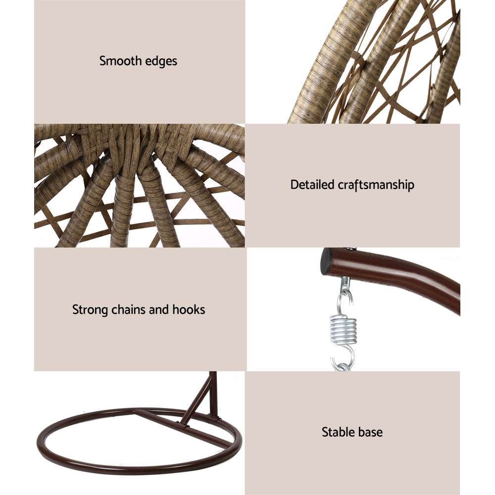 Egg Chair Outdoor Hanging Swing Chair - Brown