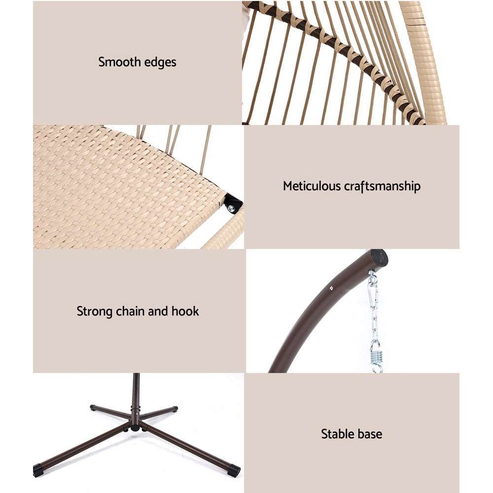 Egg Chair Outdoor Hanging Swing Chair with Stand Natural