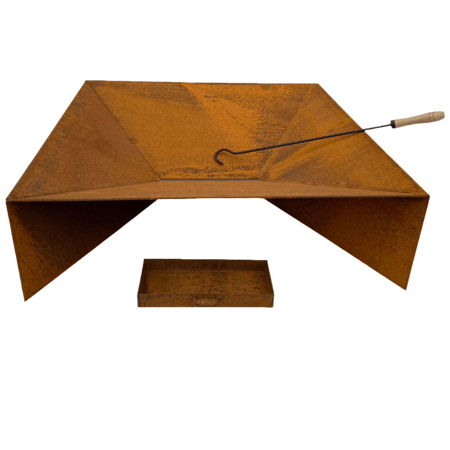 Fire Pit | Square Mild Steel Pit with Ash Tray | 70cm
