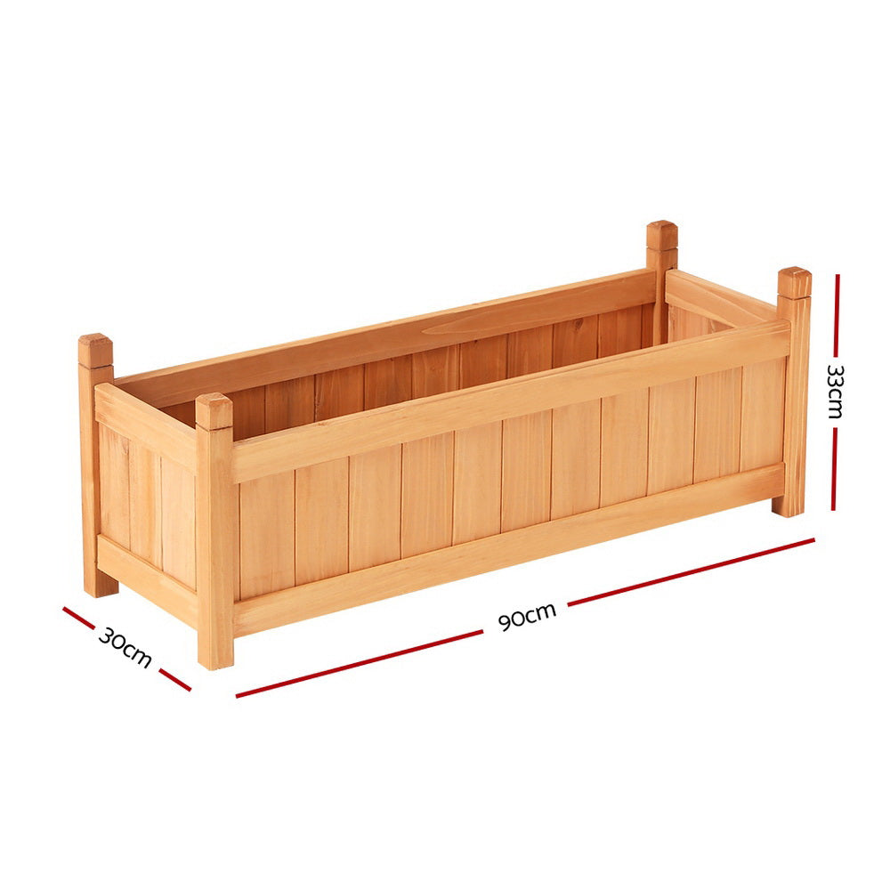 Garden Bed | Small Raised Container Planter Box | 90x30x33cm | Fir Wood | Greenfingers | Natural