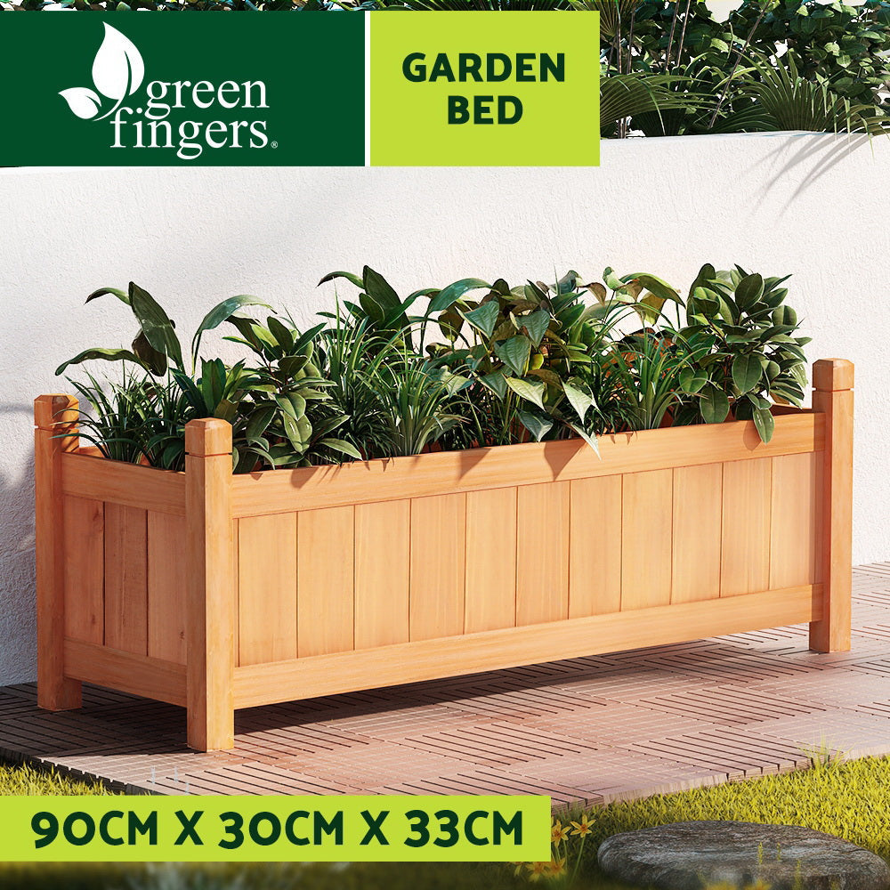 Garden Bed | Small Raised Container Planter Box | 90x30x33cm | Fir Wood | Greenfingers | Natural