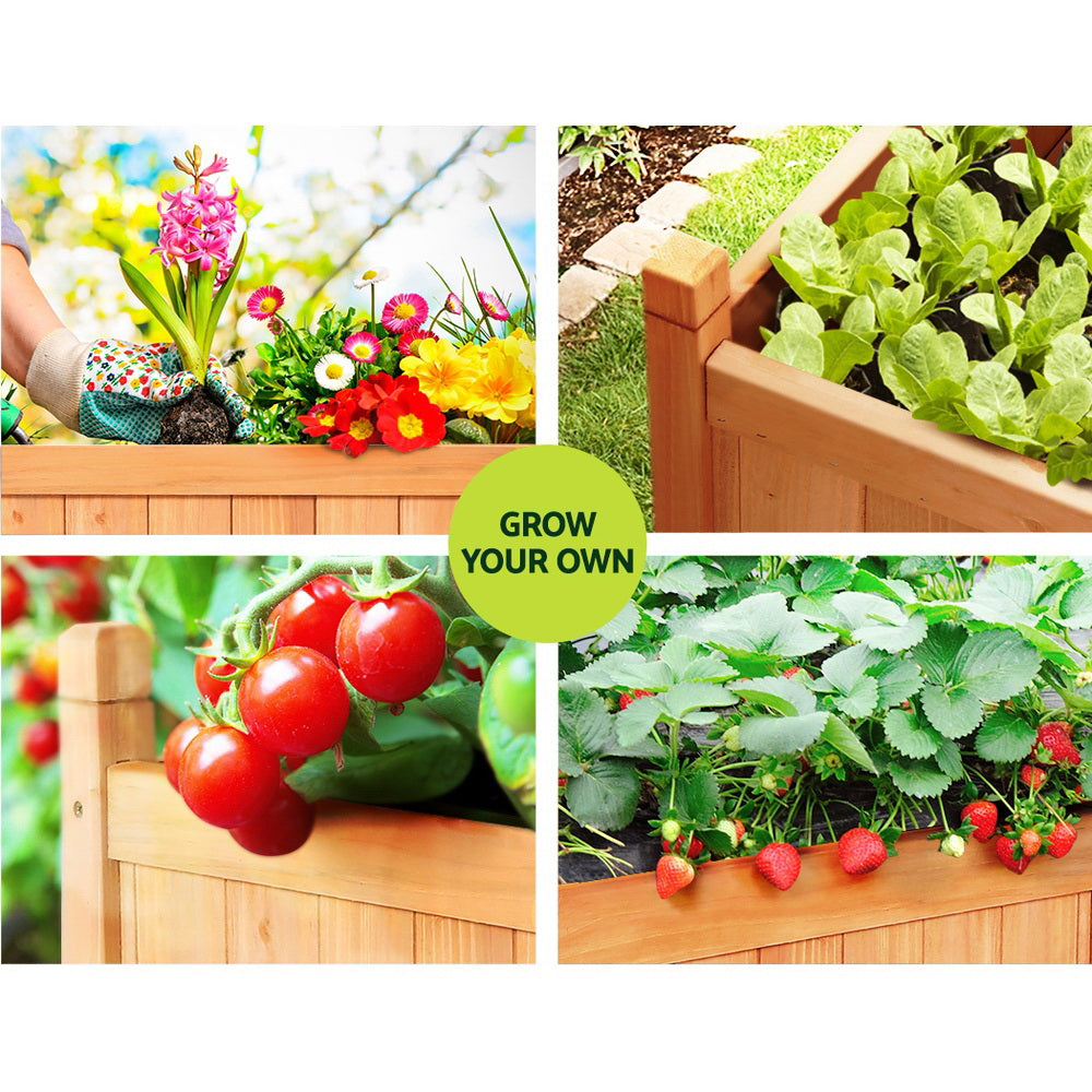 Garden Bed | Small Raised Container Planter Box | 90x30x33cm | Fir Wood | Greenfingers | Natural