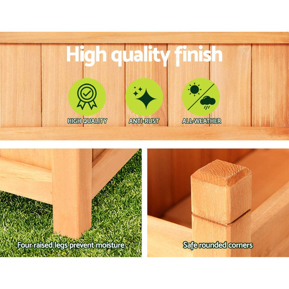 Garden Bed | Small Raised Container Planter Box | 90x30x33cm | Fir Wood | Greenfingers | Natural