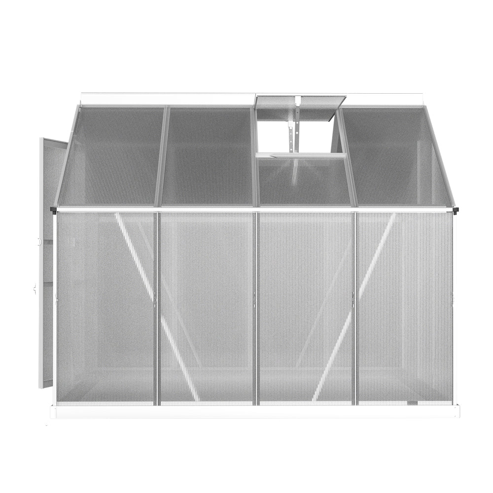 Greenhouse | Aluminium Polycarbonate Green House Garden Shed | Greenfingers | 2.4x1.9M | Silver