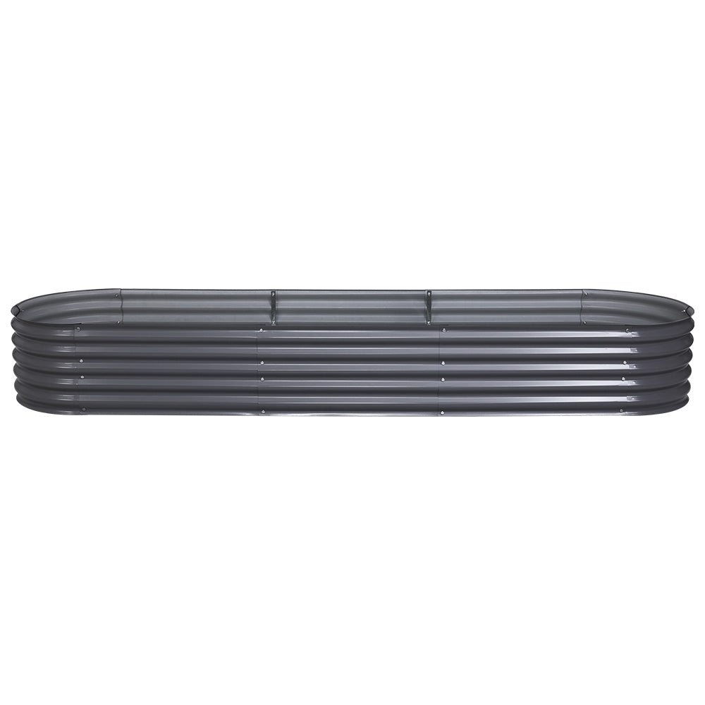 Garden Bed | Oval Raised Container Planter Box | 320x80x42cm | Galvanised Steel | Greenfingers | Grey
