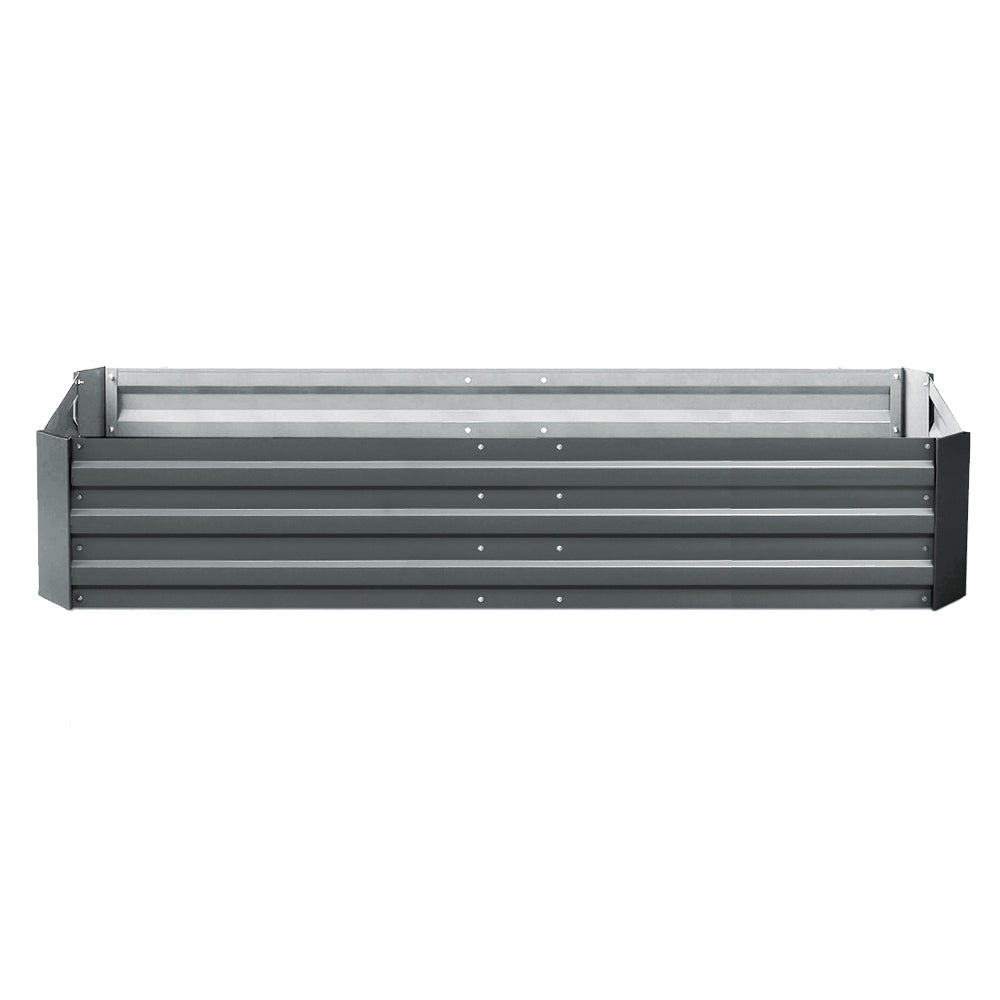 Garden Bed | Rectangular Raised Container Planter Box | 210x90x30cm | Galvanised Steel | Greenfingers | Grey