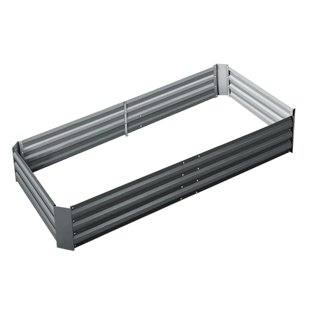 Garden Bed | Rectangular Raised Container Planter Box | 210x90x30cm | Galvanised Steel | Greenfingers | Grey