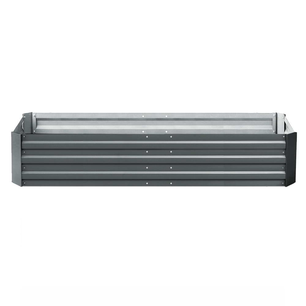 Garden Bed | Rectangular Raised Container Planter Box | 180x90x30cm | Galvanised Steel | Greenfingers | Grey