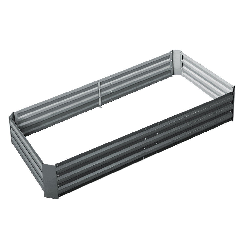 Garden Bed | Rectangular Raised Container Planter Box | 180x90x30cm | Galvanised Steel | Greenfingers | Grey
