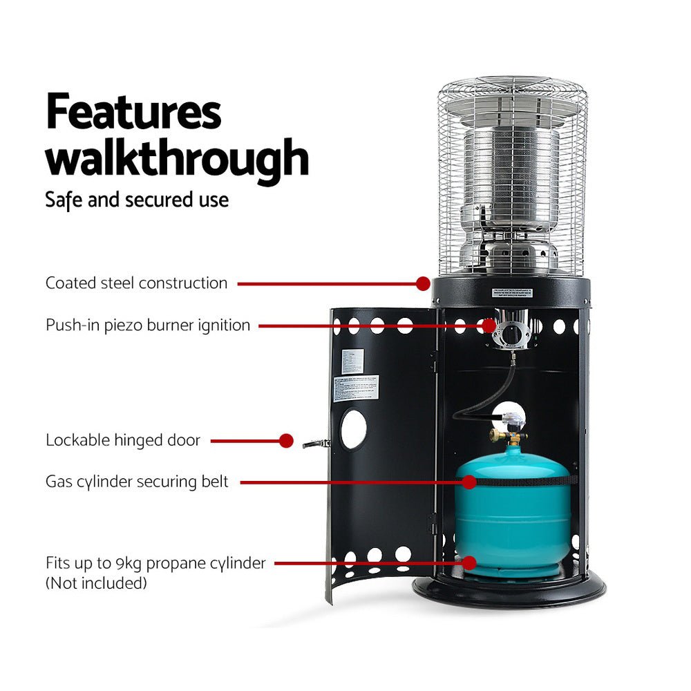 Gas Patio Heater | Industrial Style 131cm High 10kW Heater | Devanti Brand
