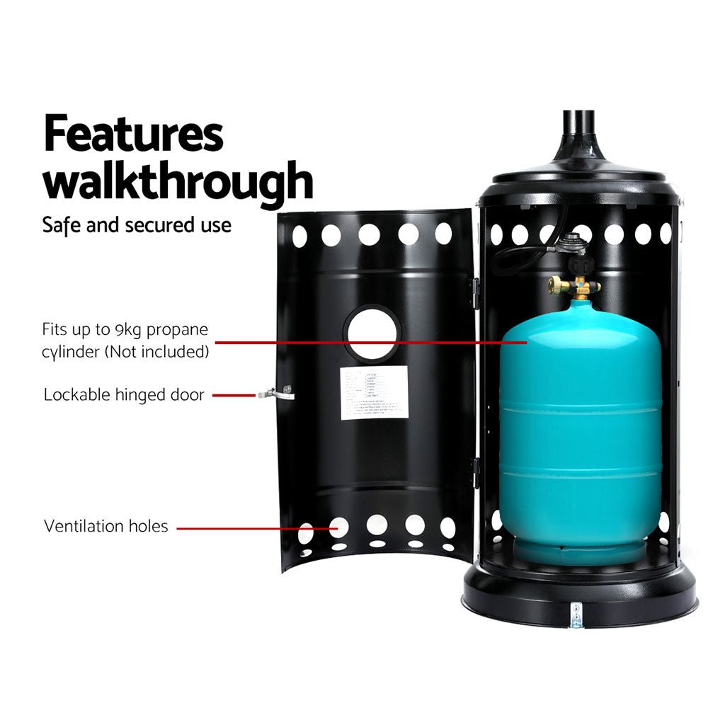 Gas Patio Heater | Slimline 225cm High 13.5kW Heater | Devanti Brand