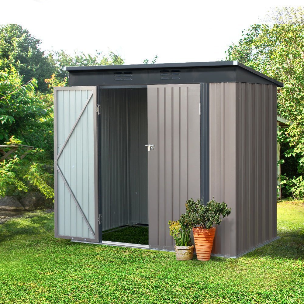 Garden Shed | Outdoor Storage Shed | Barn Doors | 1.95mx1.31m | Giantz | Brown