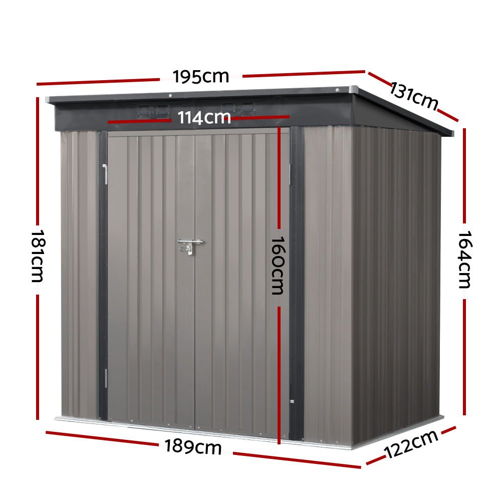 Garden Shed | Outdoor Storage Shed | Barn Doors | 1.95mx1.31m | Giantz | Brown