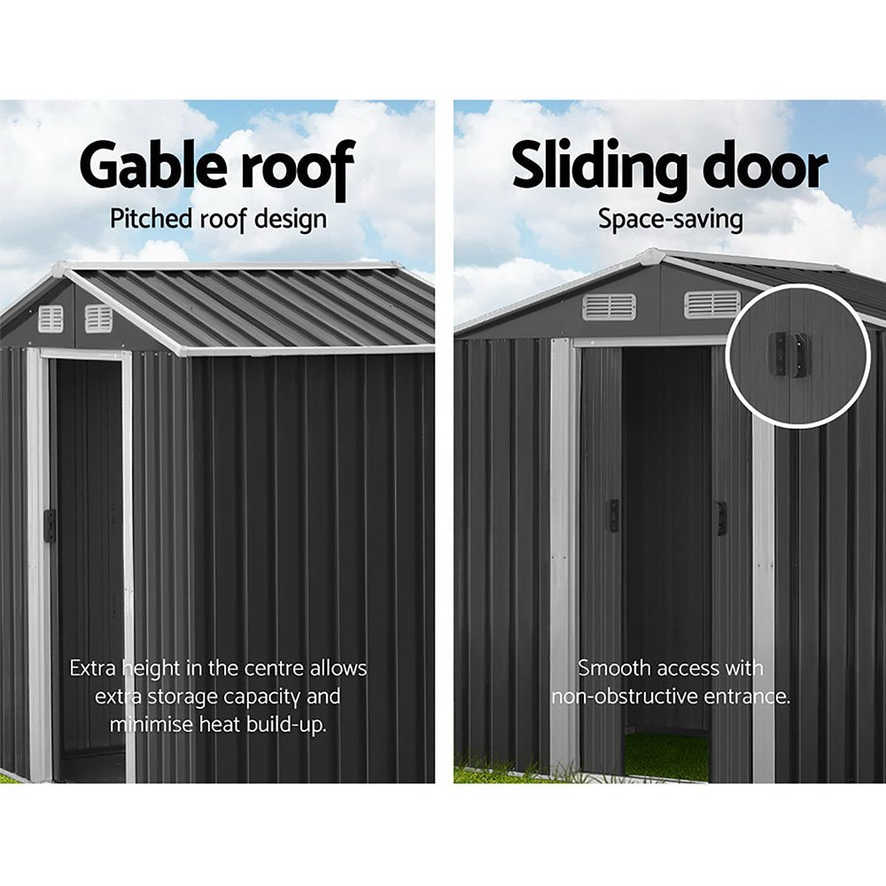 Garden Shed | Outdoor Storage Shed | Sliding Doors | 1.96mx1.32m | Giantz | Grey