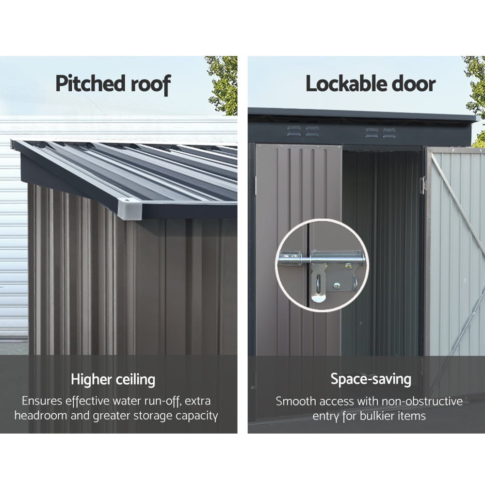 Garden Shed | Outdoor Storage Shed | Barn Doors | 2.31mx1.31m | Giantz | Brown