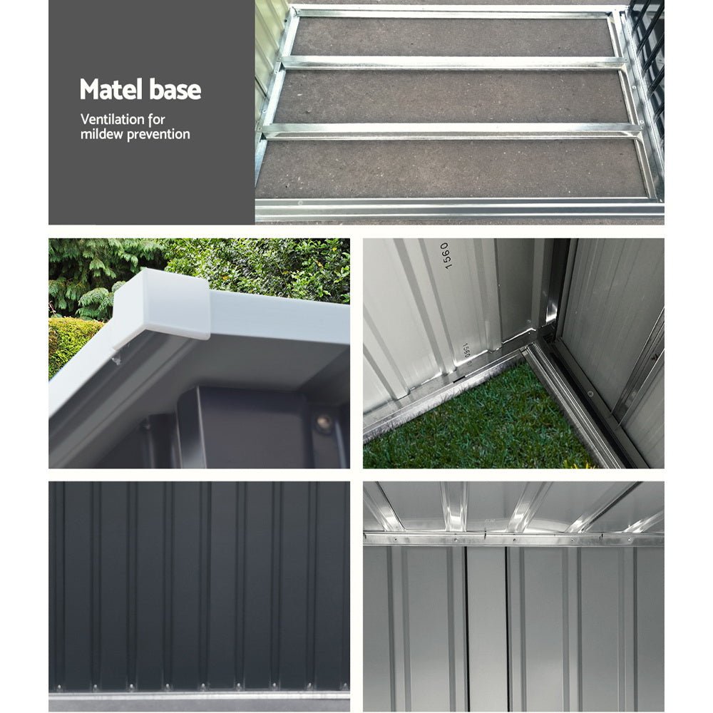 Garden Shed | With Open Storage To Side | Hinged Door | 2.49mx1.04m | Giantz | Grey