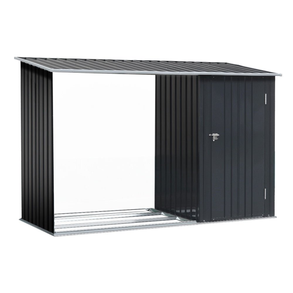 Garden Shed | With Open Storage To Side | Hinged Door | 2.49mx1.04m | Giantz | Grey
