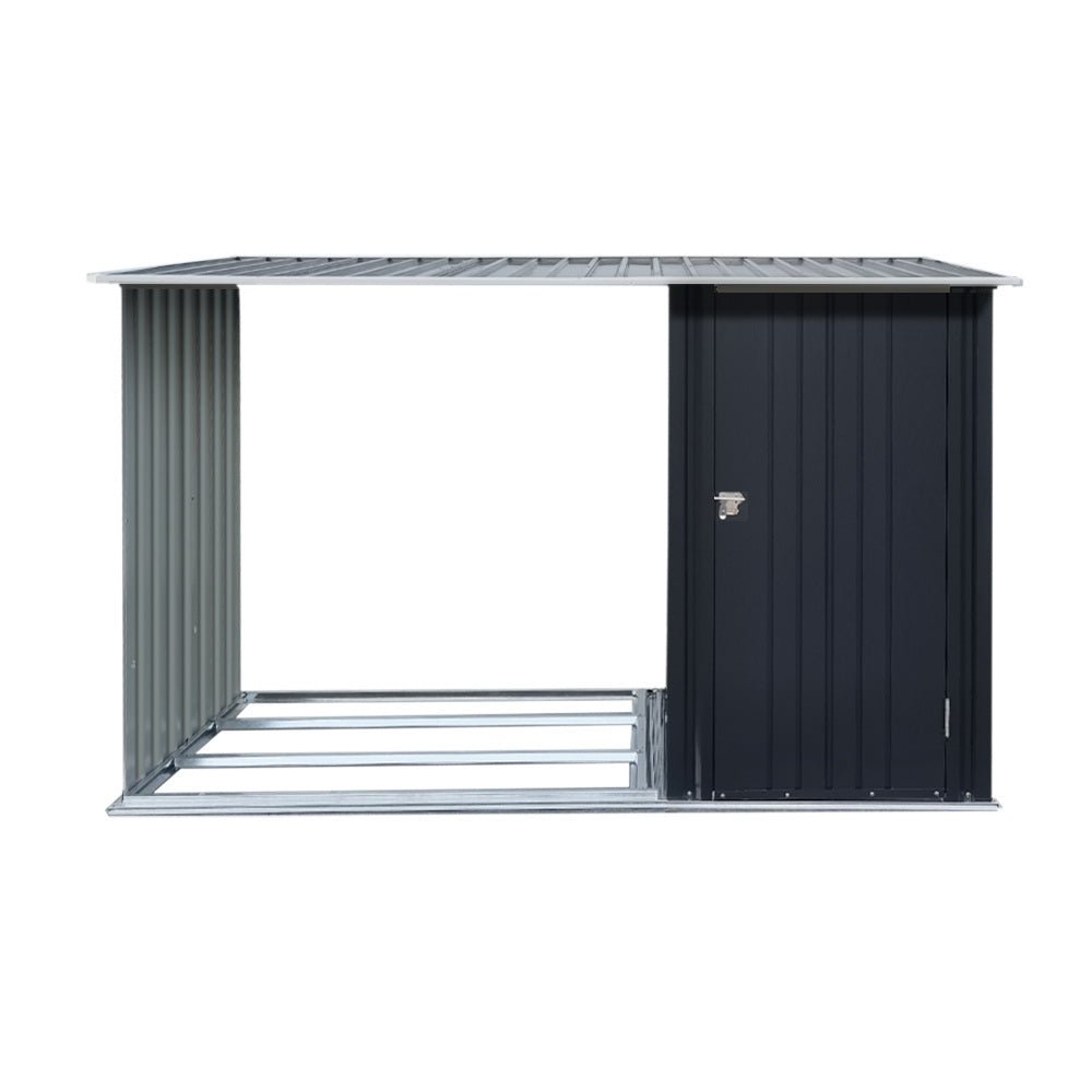 Garden Shed | With Open Storage To Side | Hinged Door | 2.49mx1.04m | Giantz | Grey