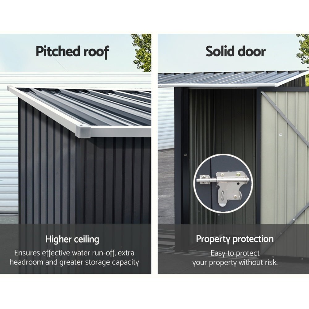 Garden Shed | With Open Storage To Side | Hinged Door | 2.49mx1.04m | Giantz | Grey